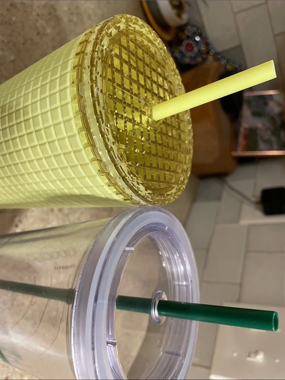 Starbucks Bright Yellow Textured Venti Tumbler and Plain Starbucks Venti Tumbler